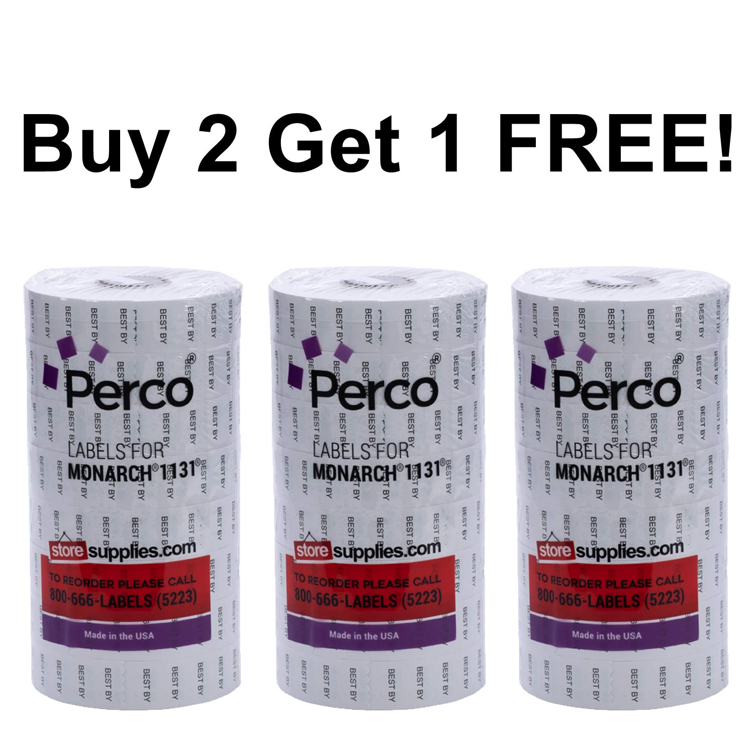 ''Best by'' Labels for Monarch 1131 Price Gun - Buy 2 Sleeves Get 1 Free! 24 Rolls, 60,000 ...