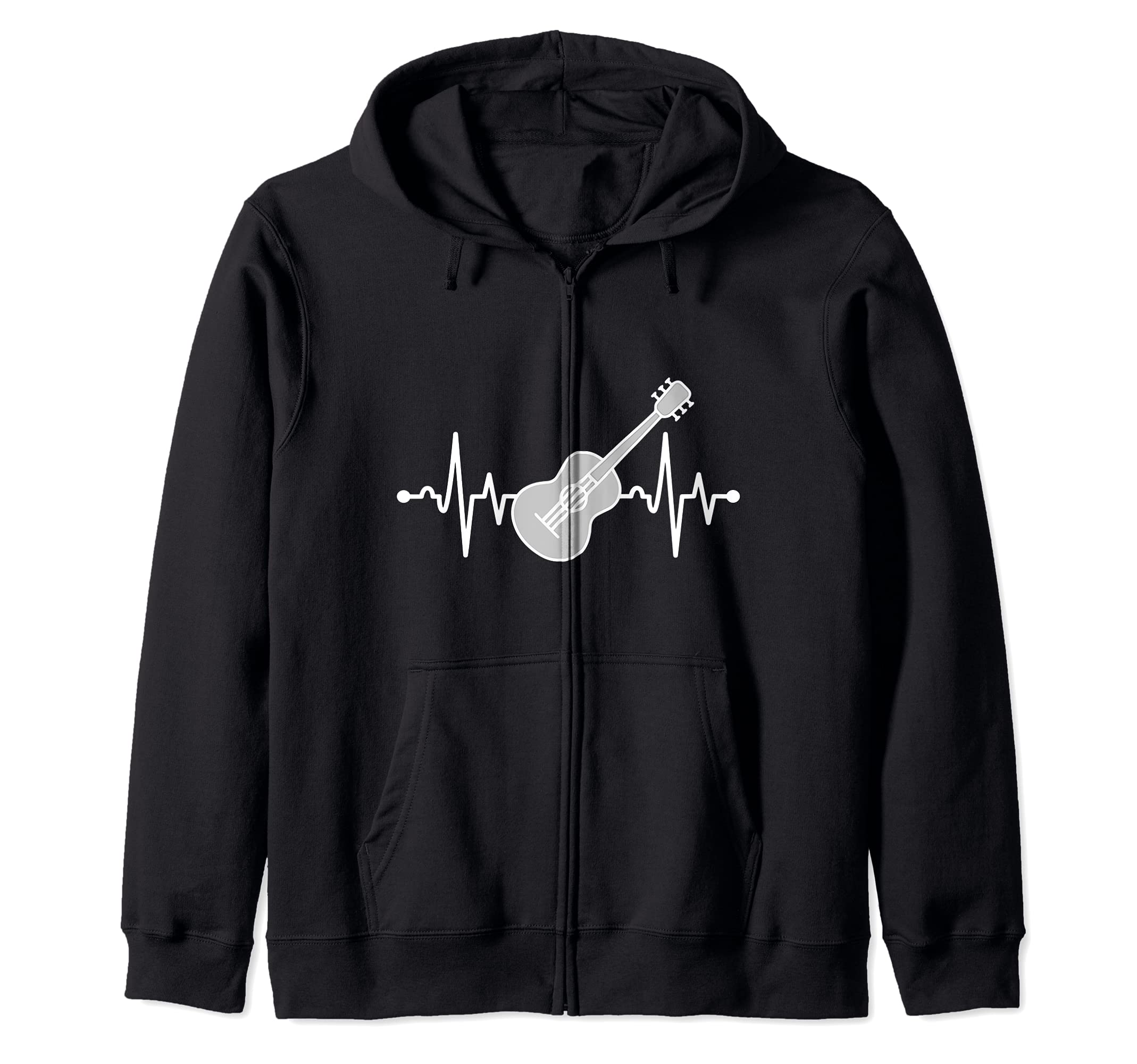 Acoustic Guitar Heart Beat Funny Guitar Musician Gifts Zip Hoodie