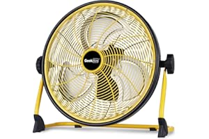 Geek Aire Rechargeable Outdoor High Velocity Camping Floor Fan, 16” Portable Battery Operated Fan with Metal Blade for Garage Camping Gear Accessories