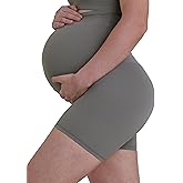 Sunzel Maternity Yoga Shorts Over The Belly 5” Pregnancy High Waisted Workout Running Athletic Gym Biker Shorts