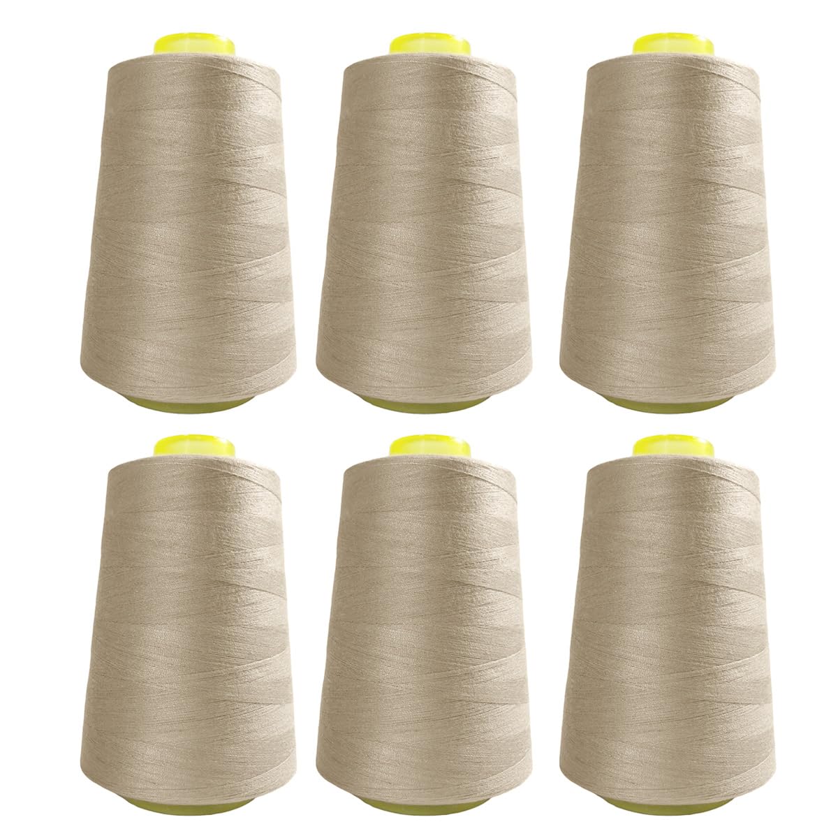 JYC CREATIVE Sewing Thread Roll, Heavy Duty Sewing Accessories, Thread Spool for Sewing Work, Professional or Home Use, Crafts, Clothing, (6 Pack, Beige 3465-4000Y), 6SD54FSD6D5SF465S