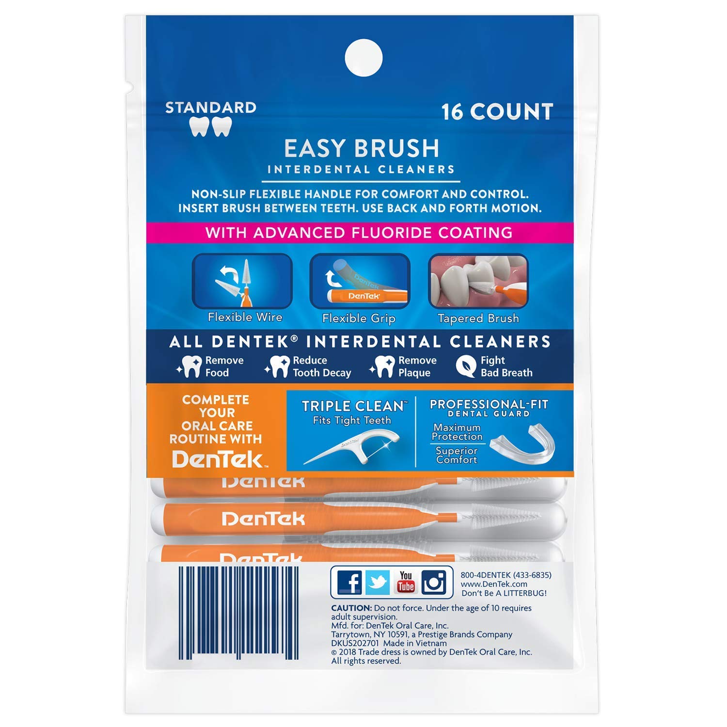 DenTek Easy Brush Interdental Cleaners, Mint, 16 Count, Orange,white, 1 count (Pack of 16) - Image 3