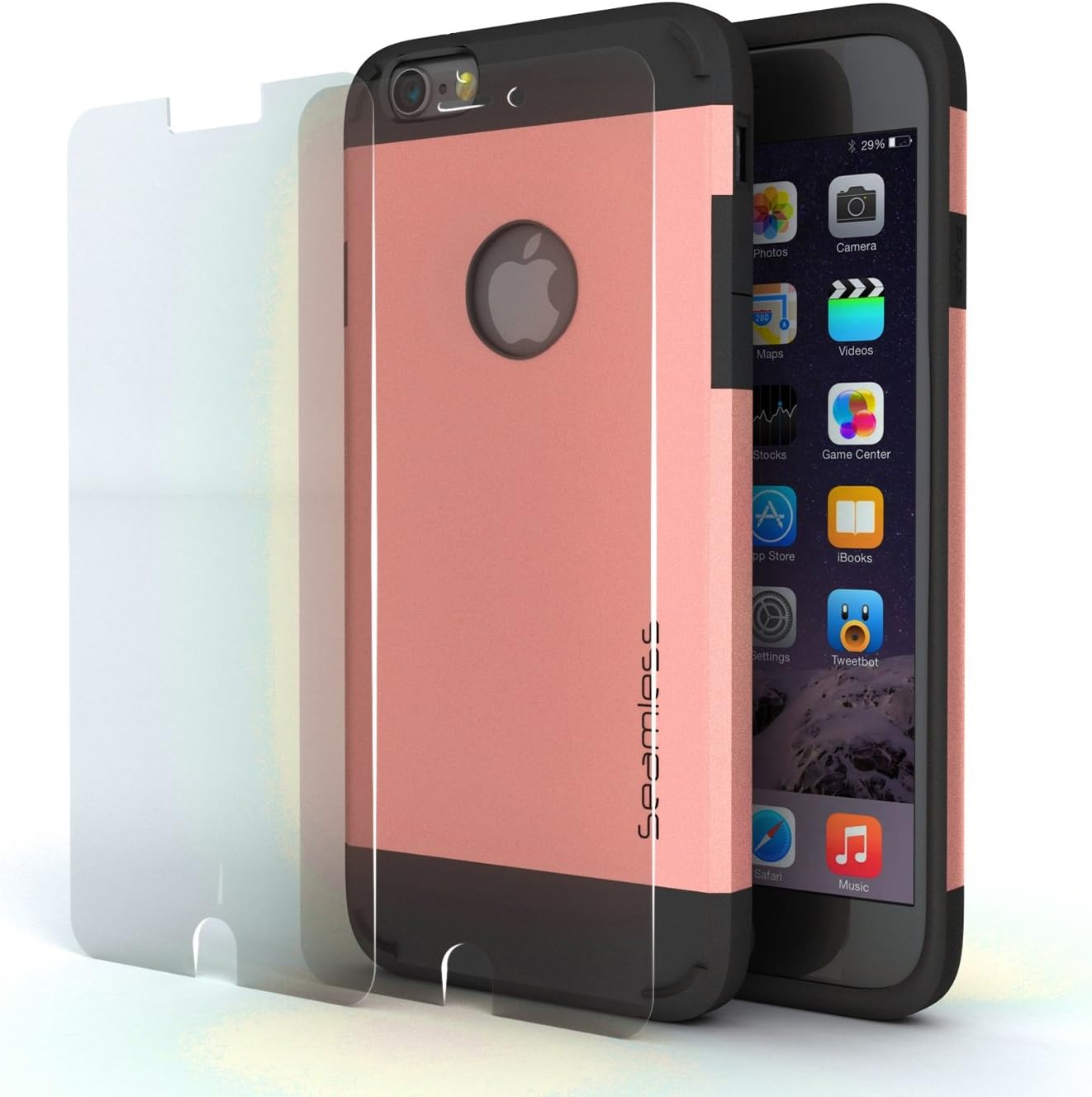 iPhone 7 | 8 (4.7) CASE - Cover + Tempered Glass Screen Protector, Best for Apple i Phone - Cool, Heavy Duty Cases, Shock Absorbing TPU - Shockproof Protective Covers-Rose Gold, Seamless