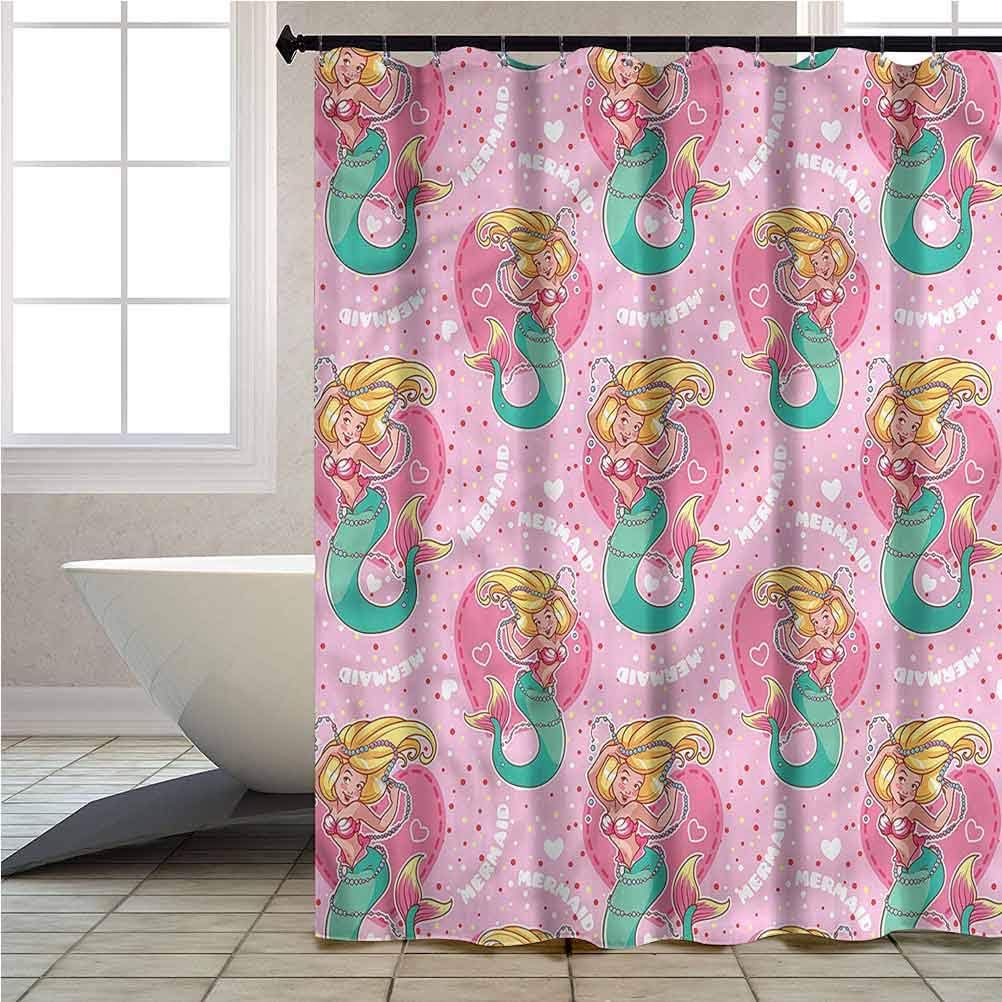 Aishare Store Shower Curtain with Hooks Mermaid Mythological Tale