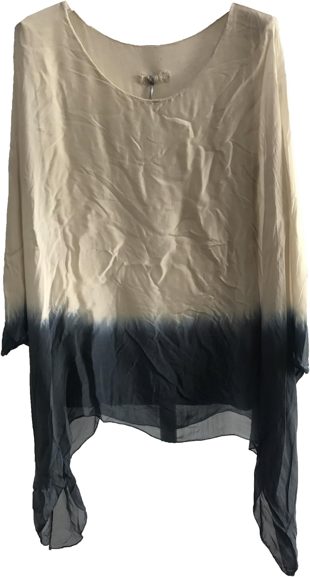 New Womens Ladies Italian Lagenlook Tye Dye Silk Print Batwing Tunic Top (8-16)