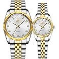 MASTOP Couple Watches Swiss Brand Golden Watch Men Women Stainless Steel Waterproof Quartz Watch…