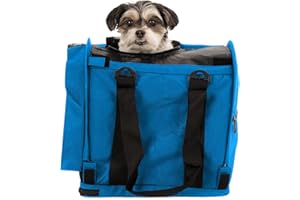 STURDI PRODUCTS SturdiBag Pro 2.0 Pet Travel Carrier for Cats and Dogs | Soft Sided Pet Carrier Bag with Safety Clips and Seatbelt Straps for Airplane or Car Travel | Cube, Blue Jay