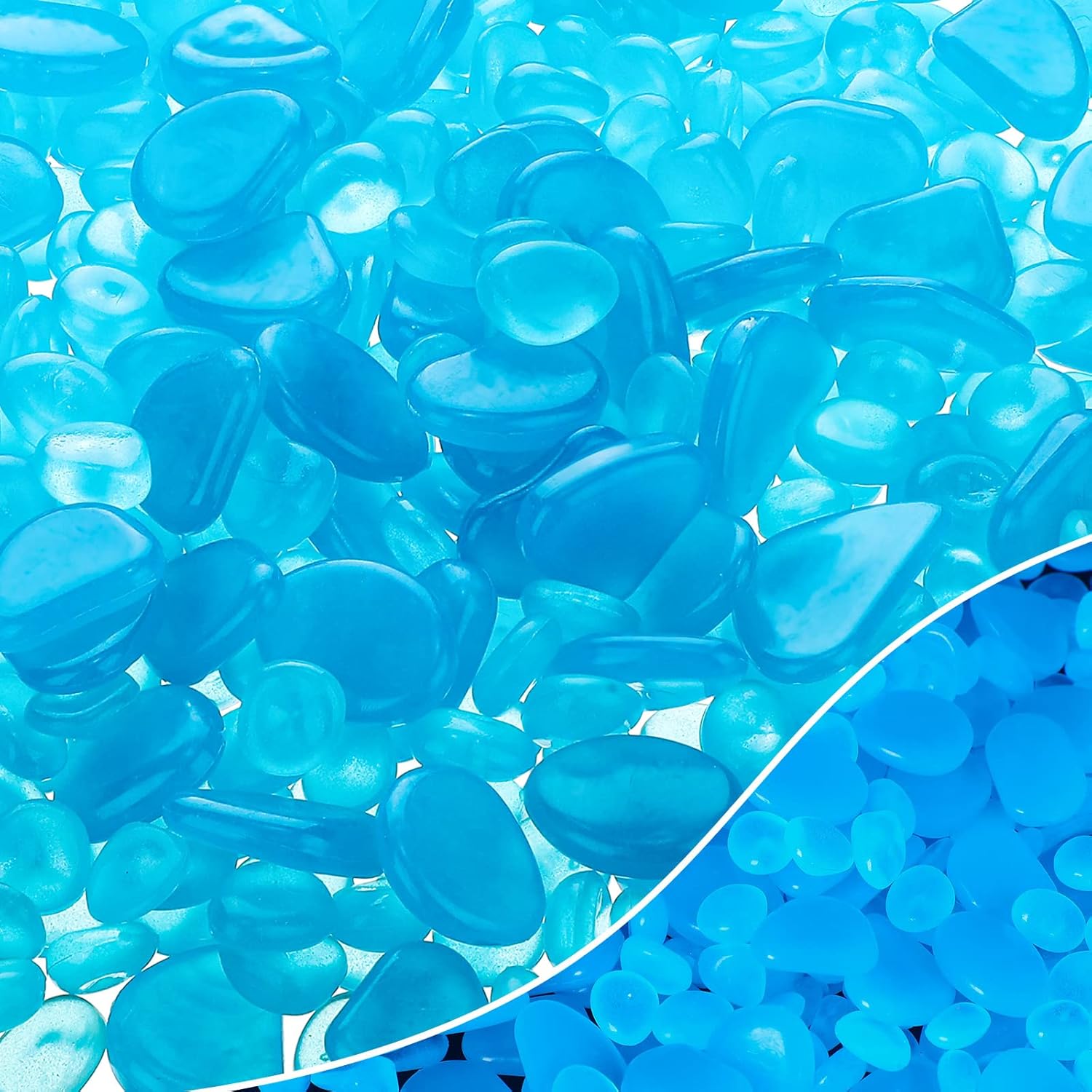 Hardscaping Materials - Tallew Glow in The Dark Rocks, Luminous Glowing Pebbles Stones Rocks for Indoor Outdoor Decorations Garden Lawn Yard Potted Plant Flower Bed Fish Tank Aquarium Walkway Pathway(2500 Pcs,Dark Blue)