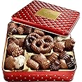 Valentines Day Chocolate Gift Basket- Gourmet Chocolate Snack Variety Present in Keepsake Tray- Includes Belgium Pretzels, Peppermint Patties, Sea Salt Caramels, Chocolate Espresso Beans- Bonnie and Pop