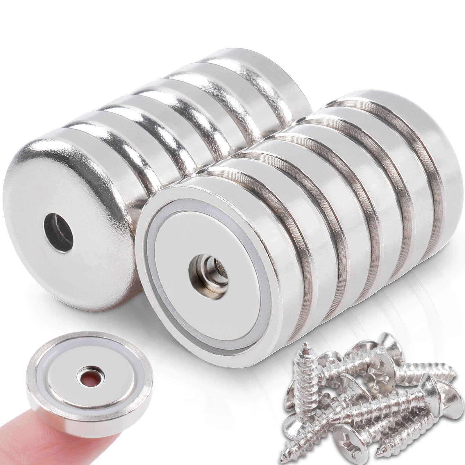 Photo 1 of 12 Pcs Neodymium Cup Magnet with Holes, 22 lbs Pulling Force 0.79"(20 mm) Strong Rare Earth Magnets Round Heavy Duty with Countersunk Hole, for Wall Hanging, Tool Room, Workplace, Kitchen