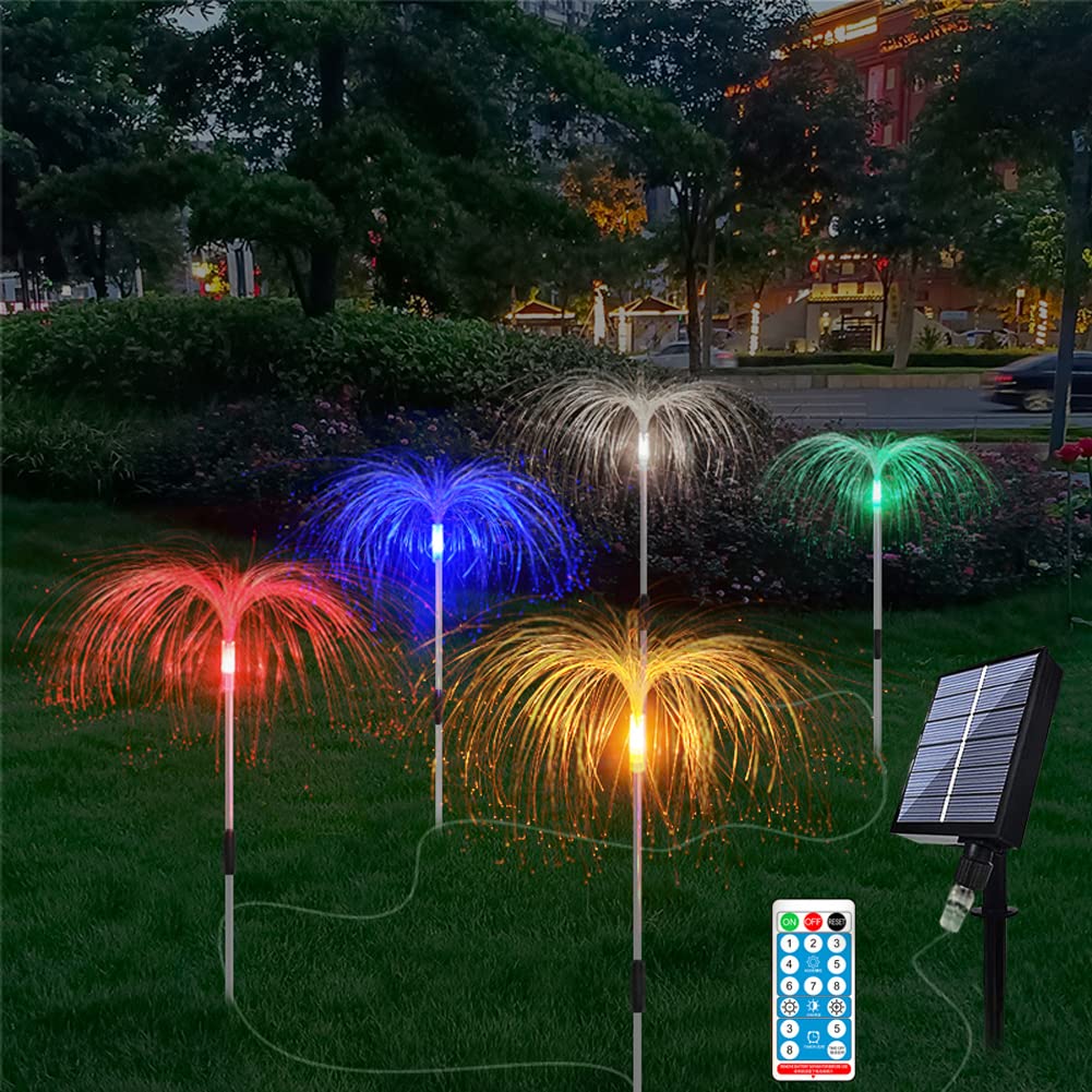 Toifucos Solar Garden Lights Outdoor, 5pcs/ Set Jellyfish-Shaped 7 Colors Solar Pathway Lights Waterproof Outdoor Solar Jellyfish Lights for Yard Patio Garden Pathway Party Decorations