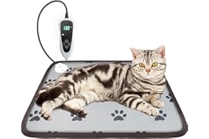 GOLOPET pet Heating Pad for Dogs Waterproof Pet Heating Pad Smart Thermostat Switch, Whelping Supplies Heated Dog Bed, Add Chew-Resistant Steel Cor (18 x 18 in, Pawprint Pattern)