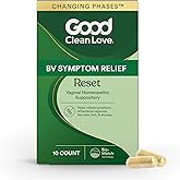 Good Clean Love Reset Homeopathic Vaginal Suppository, Bacterial Vaginosis Treatment for Women, Relieves Itching & Irritation, Feminine Care, Promotes Urinary Tract & Vaginal Health, 10 Capsules