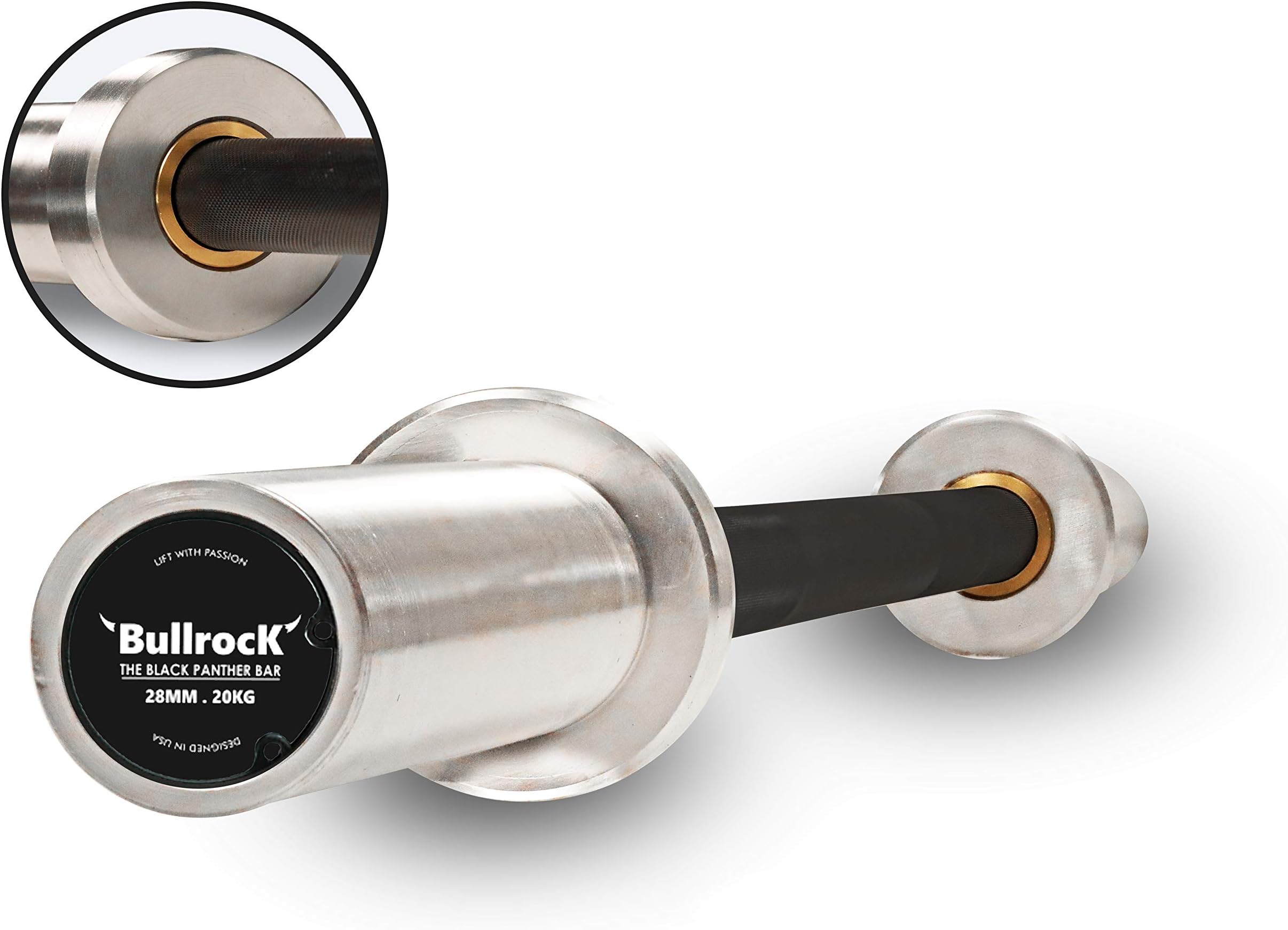 BullrocK Olympic Barbell 7 feet Men 2200mm 20kg Woman 2010mm 15kg Weightlifting Powerlifting Crossfit Gym Rod Bar 25mm to 29mm Max Load 1500lbs to 1800lbs