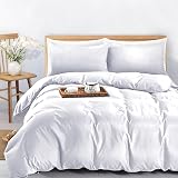 MOONLIGHT20015 King Duvet Cover Set White Soft Brushed Microfiber 3pc view 4