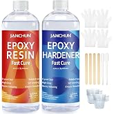 JANCHUN Epoxy Resin Kit 16oz, Bubble Free Crystal Clear Resin | Anti-Yellowing Self Leveling Easy Mix 1:1 Coating and Casting for Art Table Tops Molds Tumblers Crafts Jewelry DIY Gifts
