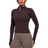 CRZ YOGA Butterluxe Half Zip Long Sleeve Shirts for Women - Workout Athletic Yoga Tops Crop Collared Quarter Zipper T-Shirt