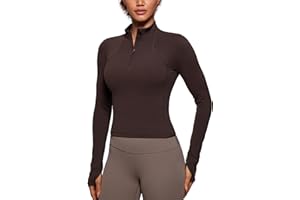 CRZ YOGA Women's Butterluxe Long Sleeve Workout Shirts Half Zip Pullover Sweatshirt Athletic Cropped Tops Running Shirt