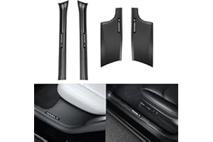 Femibon Door sill Protectors Tesla Model Y 2021-2023, Model Y 5-Seater (not Suitable for 7-Seater) Carbon Fiber Patterned Front and Rear Door sill Protectors Moulding Cover kit (4-Piece Set)