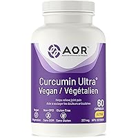 AOR Curcumin Ultra Vegan, 60 Capsules, 60-Day Supply - Turmeric Curcumin Formula with CurQfen & Turmacin for Enhanced Absorpt