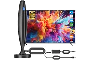 BEIMQN TV Antenna for Smart TV Indoor, Digital Antenna for Local Channels, Support 4k 1080p with Strong Magnetic Base, Long Range Reception with Amplifier Signal Booster for Old/HD TVs