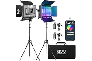 GVM GREAT VIDEO MAKER GVM RGB LED Video Light with Lighting Kits, 680RS 50W Led Panel Light with Bluetooth Control, 2 Packs Photography Lighting for YouTube Studio, Video Shooting, Gaming, Streaming, Conference