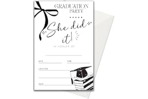 LoaHak Black and White Graduation Invitation, She Did It Graduation Party Invite, Minimalist Graduation Card, Class of 2026 G