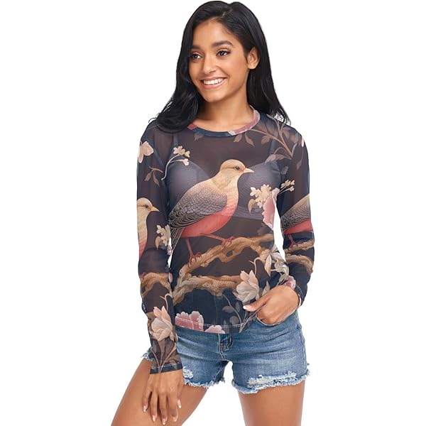 Women Y2K Lace Crop Top Long Sleeve Sheer Sexy Perspective