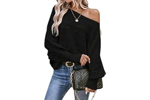 Cakulo Womens Off Shoulder Sweater Top Fall Outfits Fashion 2025 Oversized Knit Batwing Long Sleeve Crochet Pullover Sweaters