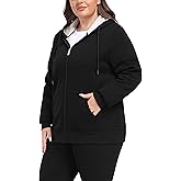MoFiz Womens Plus Size Fleece Zip Up Hoodie Jacket Sherpa Lined Warm Coat Hooded Sweatshirts