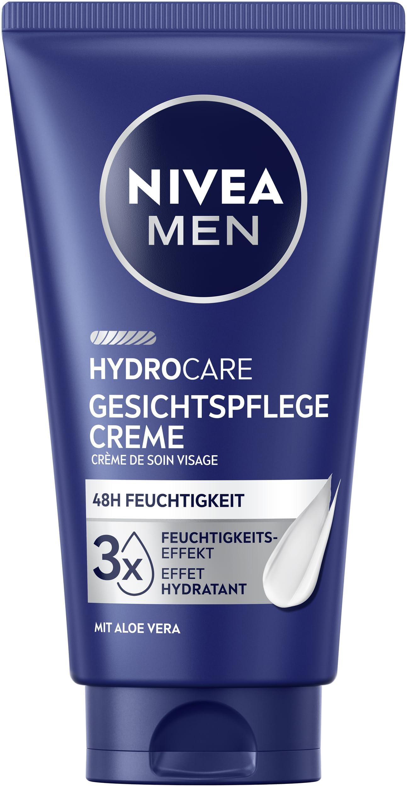NIVEA MEN Hydrocare Gesichtspflege Creme, 48h Feuchtigkeitscreme für trockene Männerhaut, feuchtigkeitsspendende Gesichtscreme mit Aloe Vera und Provitamin B5 (75 ml)
