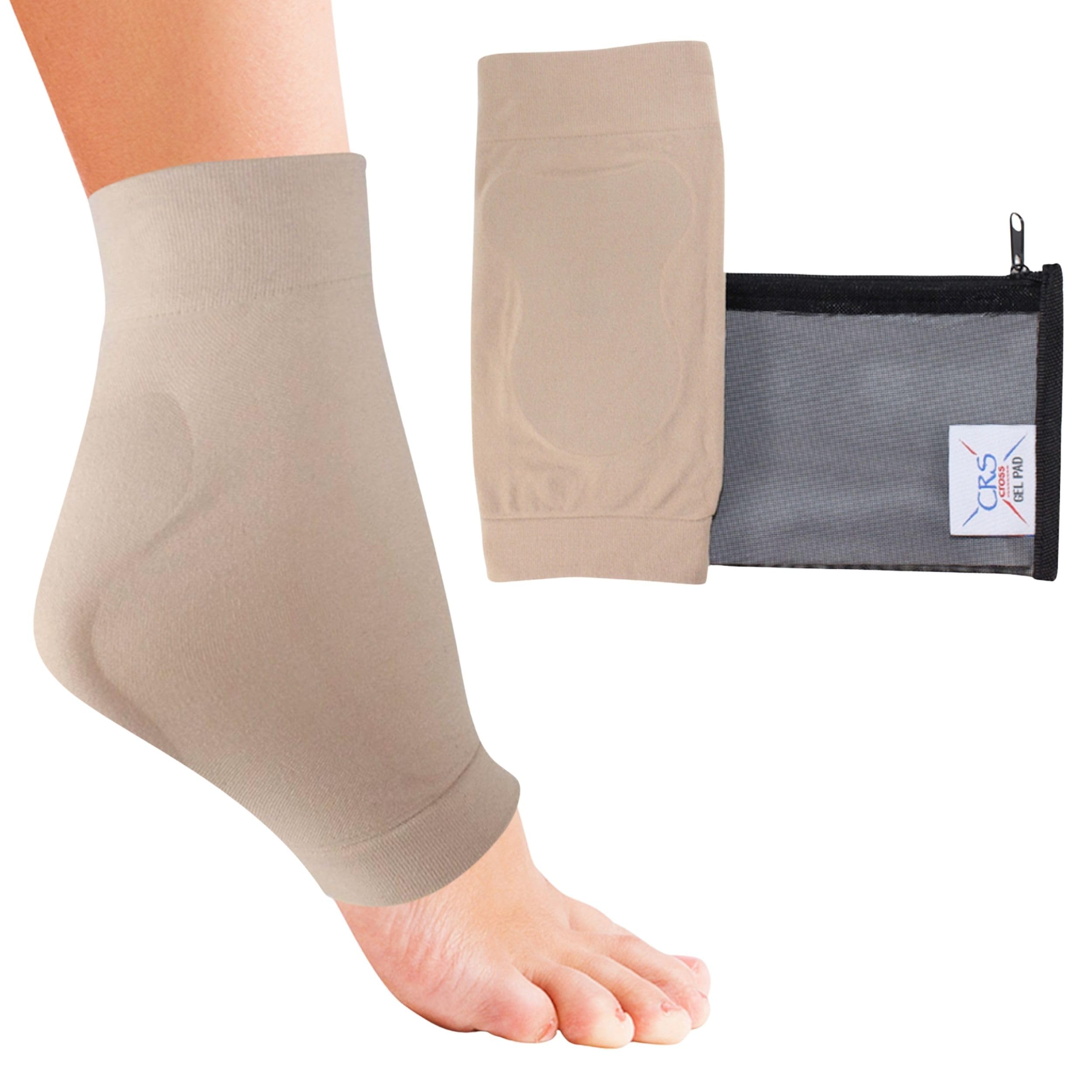 CRS Cross Achilles Heel Gel Sleeves. 1 Pair of Premium Padded Compression Gel Sleeve Socks for Cushion and Protection of Haglunds Bump, Achilles Tendonitis, and Bursitis (One size fits most)