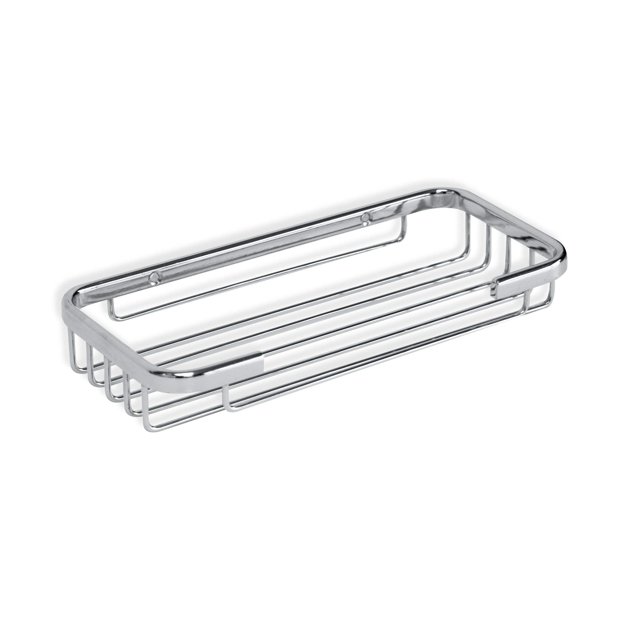 TATAY - Krom rectangular bath & shower basket with front opening. Stainless steel and brass.