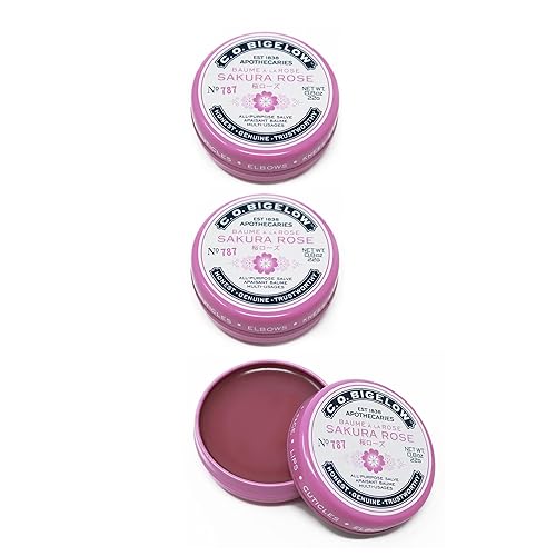 C.O. Bigelow Sakura Rose Salve Tins, Pack of 3 Lip Balm Tins, All Purpose  Salve for Lips, Cuticles, Hands & Dry Skin, Lip Balm Set, 0.8 oz in Kenya
