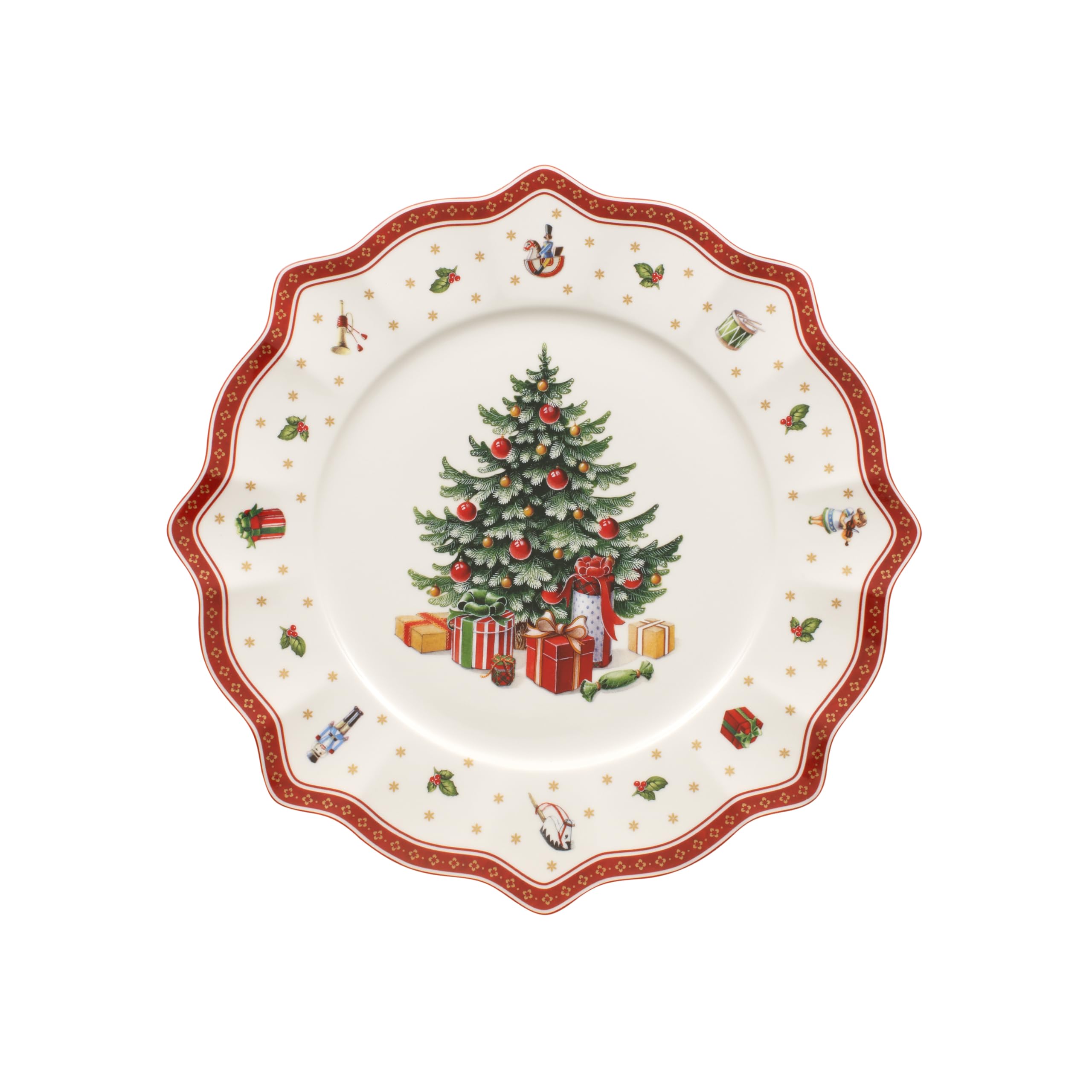 Villeroy & Boch – Toy's Delight Buffet Plate 35 cm White/Red, Microwave Safe, Plate Large, Dinner Plate, Christmas Plate, Xmas, Tableware, Dinnerware, Premium Porcelain
