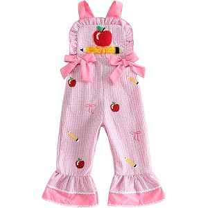 Galvoney Back To School Outfit Bell Bottom Overalls Sleeveless Jumpsuit | Back To School Outfits for Girls, First Day Of Scho
