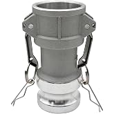 BITOTU Camlock Fittings Type DA1520 1.5&rsquo;&rsquo; Female Camlock &times; 2&rsquo;&rsquo; Male Standard Couplings Cam lock Fittings Aluminum Material Cam Groove Fitting Dust Plug (1.5" Female to 2" Male)