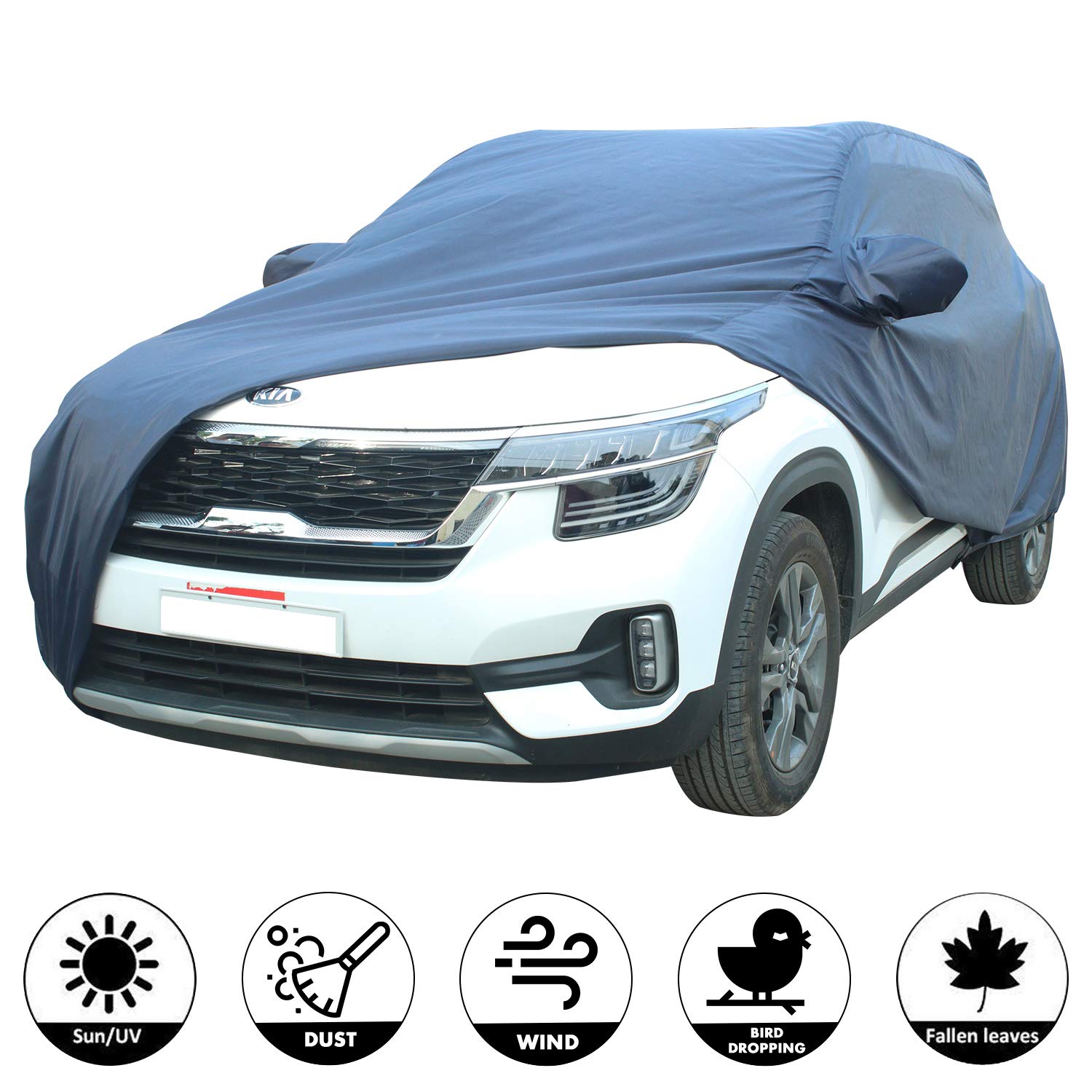 Kia Seltos Car Body Cover Custom Fit Water Resistant Rain Dust Heat for