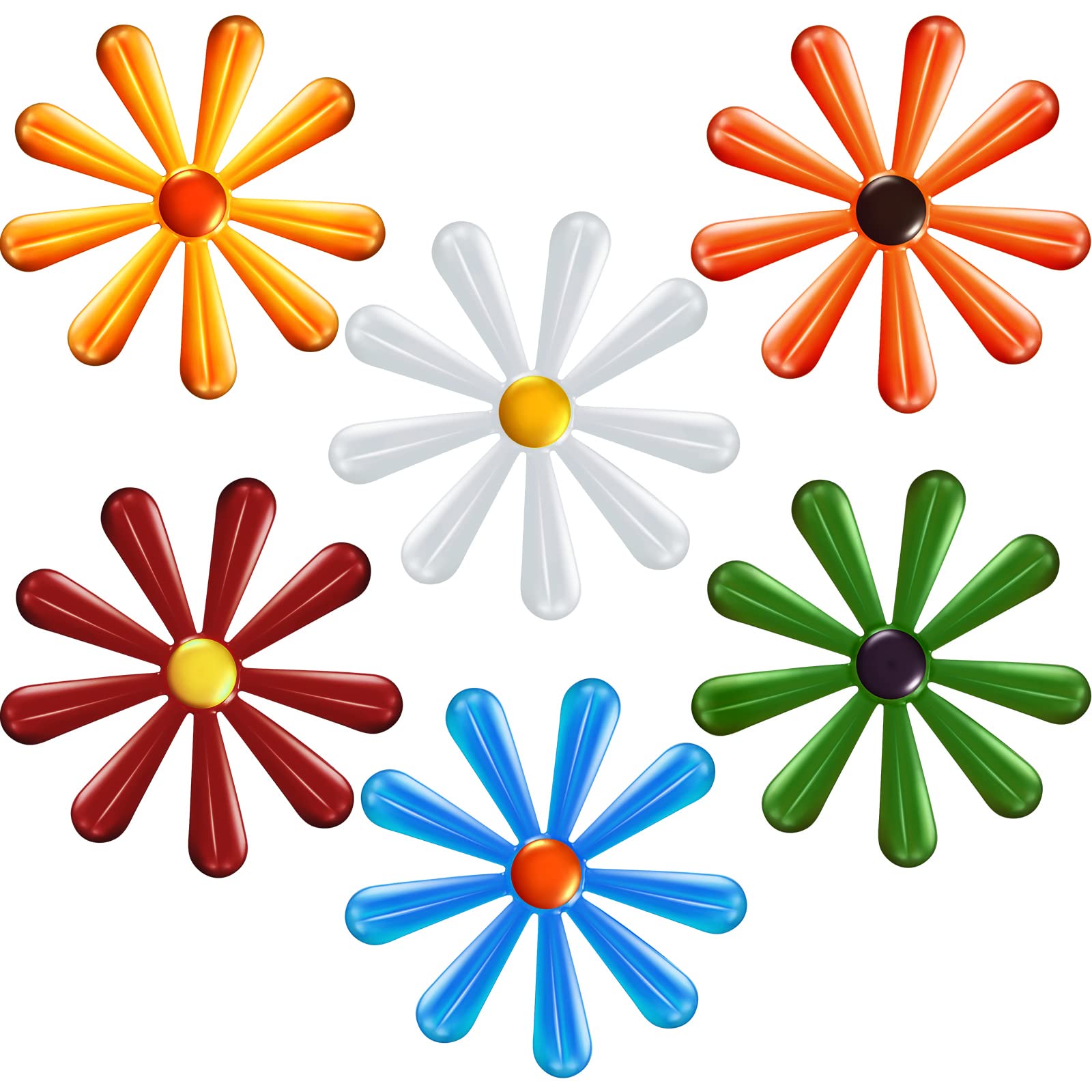 Ripeng 6 Pieces Metal Flower Garden Fence Ornaments Outdoor Wall Art Decorations Daisy Garden Decor 4 x 4 Inch 3D Garden Colorful Hanging Decorations for Fence Balcony Patio Bedroom Bathroom