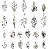 Craftdady Mixed Leaf Antique Silver Pendants 88pcs Tree Leaf Tibetan Alloy Dangle Charms Vintage Metal Maple Leaf Pendants 14~30mm for DIY Earring Bracelet Necklace Keychains Jewelry Making