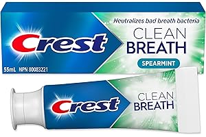 Crest Clean Breath Spearmint Toothpaste – Neutralizes Bad Breath, Antibacterial Protection, Fights Cavities, Freshens Breath,