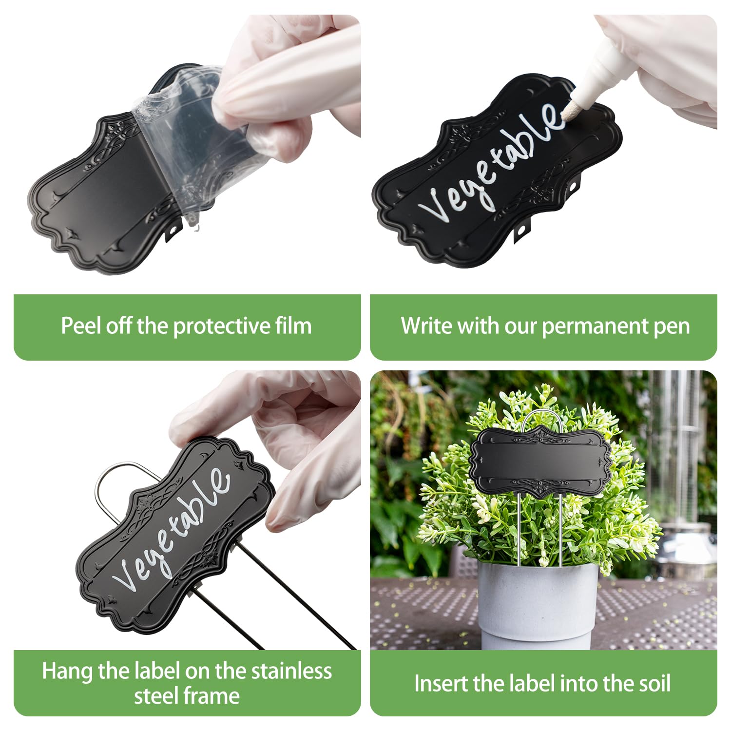 IKSII 30 Pack Metal Plant Tags,Waterproof Plant Labels Garden Tags for Plants Outdoor with 2 Pens,Larger Area 3.7