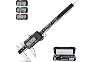 Kynup Digital Vernier Caliper, Caliper Measuring Tool, Outside Micrometer Dial Caliper with Stainless Steel, Large LCD Screen, Auto - Off Feature, Inch Metric Fraction Conversion (6Inch/150mm)