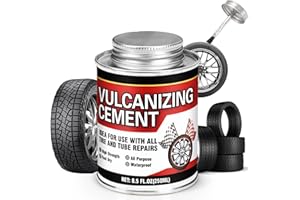 Nexkayee Chemical Vulcanizing Cement 8.5FL.Oz, Heavy Duty Rubber Cement Glue with Brush, Multipurpose Tire Repair Adhesive for Car, Motorcycle, Bike Tires