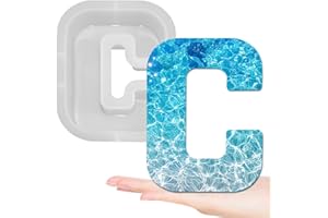 KACKAIDI 7 Inch Large Letter Molds for Resin, 3D A to Z Capital Alphabet Epoxy Casting Mold, Big C Letter Silicone Candle Mold for Resin Craft Candle Making (Alphabet C)