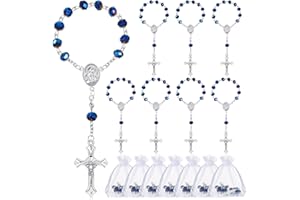Sureio 50 Sets Baptism Favors Rosary Set Including Mini Rosary Beads Baptism Favors Organza Bags for Baby Shower Wedding Supp