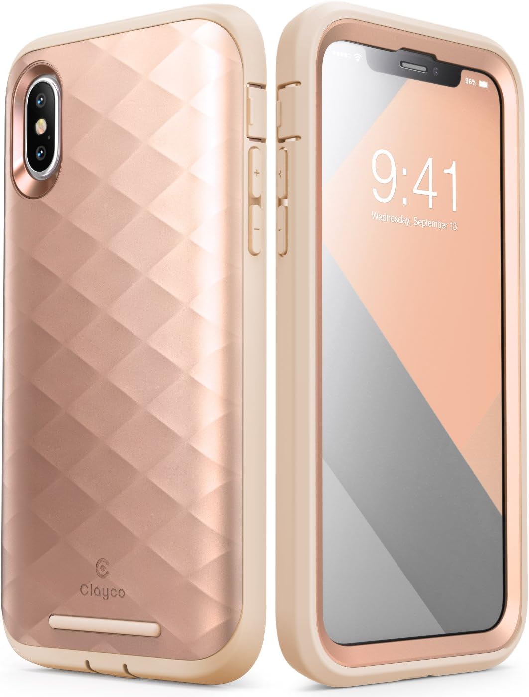 iPhone X Case, Clayco [Hera Series] Full-Body Rugged Case with Built-in Screen Protector for Apple iPhone X 2017 Release (BlushGold)