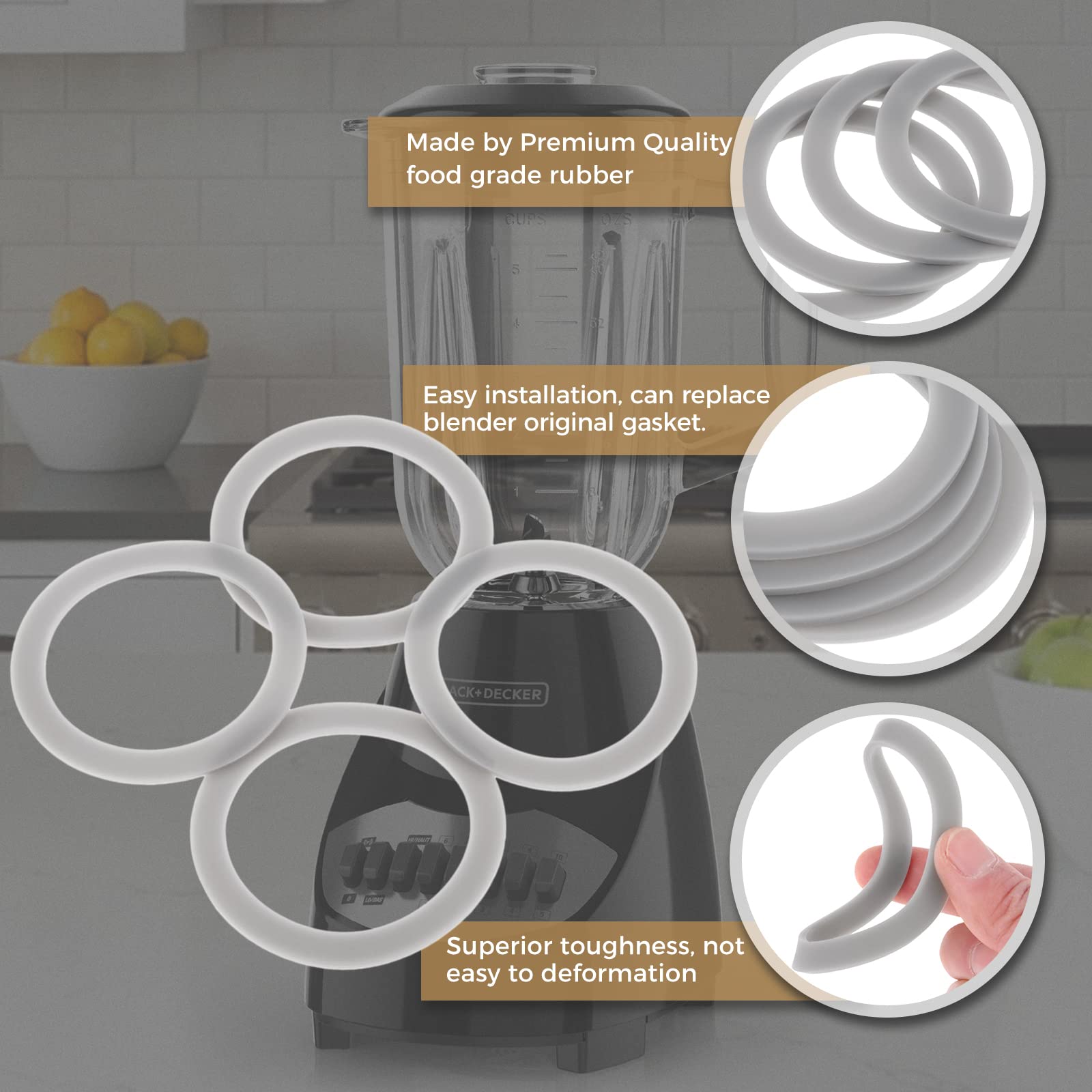 Blender O-Ring Gasket Seal Rubber Sealing O-Gasket Rings, Replacement for Hamilton Beach (Pack of 3)