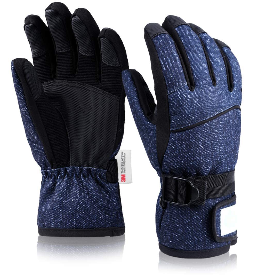 GOXUNYUAN Child Winter Gloves, Kids Ski Gloves Waterproof Windproof Warm for Skiing Cycling Winter Boys Girls Aged 6-8 T