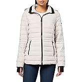 Nautica Women's Short Puffer Coat with Faur Fur Trim Hood